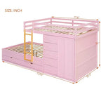 Full Over Full Modern Bunk Bed With Built In Closet And 7 Storage Drawers