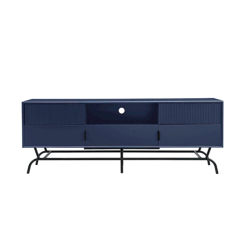 DH BASIC Modern 60-inch 3-Drawer Media Cabinet TV Stand with Cable Hole by Denhour
