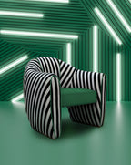 Striped Velvet Satin Sculptural Armchair