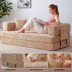 80.7 5-in-1 Convertible Sleeper Sofa Bed ??Corduroy, 1200 lbs, No Assembly