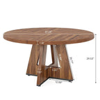 47 Inch Round Dining Table for 4, Wood Farmhouse Dinner Dinning Table for Kitchen Dining Living Room