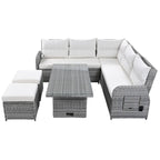Outdoor Rattan Sectional Sofa Set with Adjustable Table & Recliners