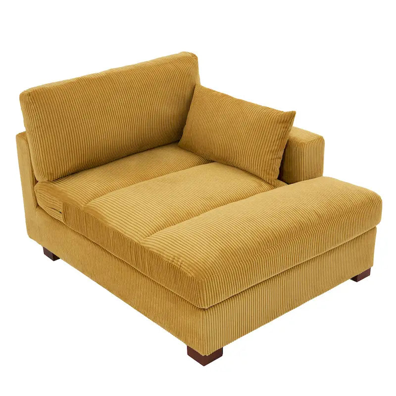 Oversize Corduroy Chaise Lounge Modular Sectional Sofa with Pillow