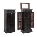 Stylish Jewelry Armoire with Mirror and Necklace Hooks - 18.5 x 12 x 42