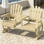 GDFStudio Sydel Wagon Wheel Patio Bench with Center Table and Storage Compartment
