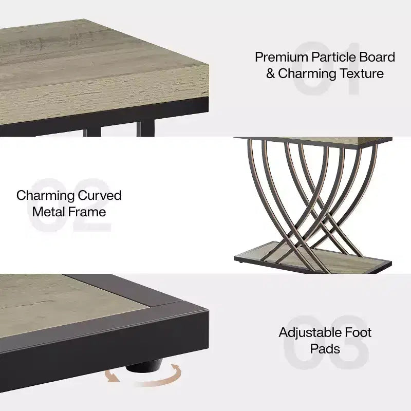 Side Table, 2-Tier Narrow End Table for Living Room, Industrial Bedside Tables with Metal Frame for Bedroom, Sofa Couch, Small Spaces, Grey