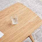 Grondin Nordic Natural Solid Wood 2-Tier Coffee Table with Shelf, Rectangle Accent Cocktail Table