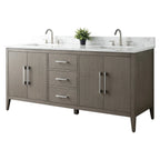 Vanity Art 72 Double Sink Bathroom Vanity Cabinet with Engineered Marble Top
