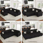 Belffin Corduroy Fabric Ottoman with Storage Ottoman for Modular Sectional Couch