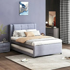 Merax Full Size Upholstery platform bed with Trundle