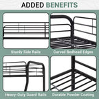 Full Metal Bunk Bed Low Height Safety Design with Guardrails, Angled Ladder and Underbed Storage