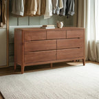 Traditional Natural Oak Wood Double Dresser for Bedroom