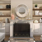 35x35 Wooden Wall Mirror with White Wash Effect Cream - Olivia & May: No Assembly, MDF Frame, Indoor Use