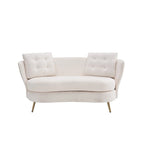 Upholstered Couch with Golden Metal Legs Club Loveseat Sofa for Living Reading Room ,Bedroom ,Apartment, Small Space Dorm
