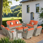 XIZZI 9-piece Outdoor Patio Furniture Conversation Set with Swivel Chair