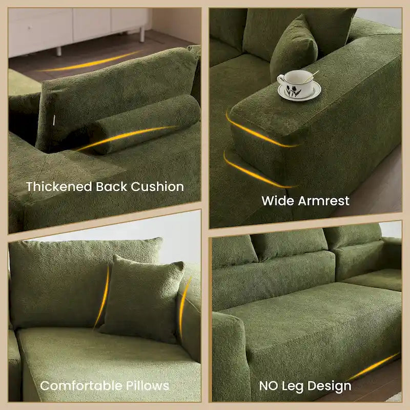 Modern Upholstery Chaise Sofa with Pillows for Living Room