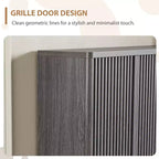 Shoe Cabinet with Fluted Door, Adjustable Shelves for Entryway Living Room