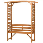 Outsunny Patio Garden Bench Arbor Arch with Pergola and 2 Trellises, 3 Seat Natural Wooden Outdoor Bench for Grape Vines & Climbing Plants