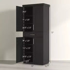 Modern Kitchen Pantry Freestanding Cabinet Cupboard with Doors and Drawer, Adjustable Shelving