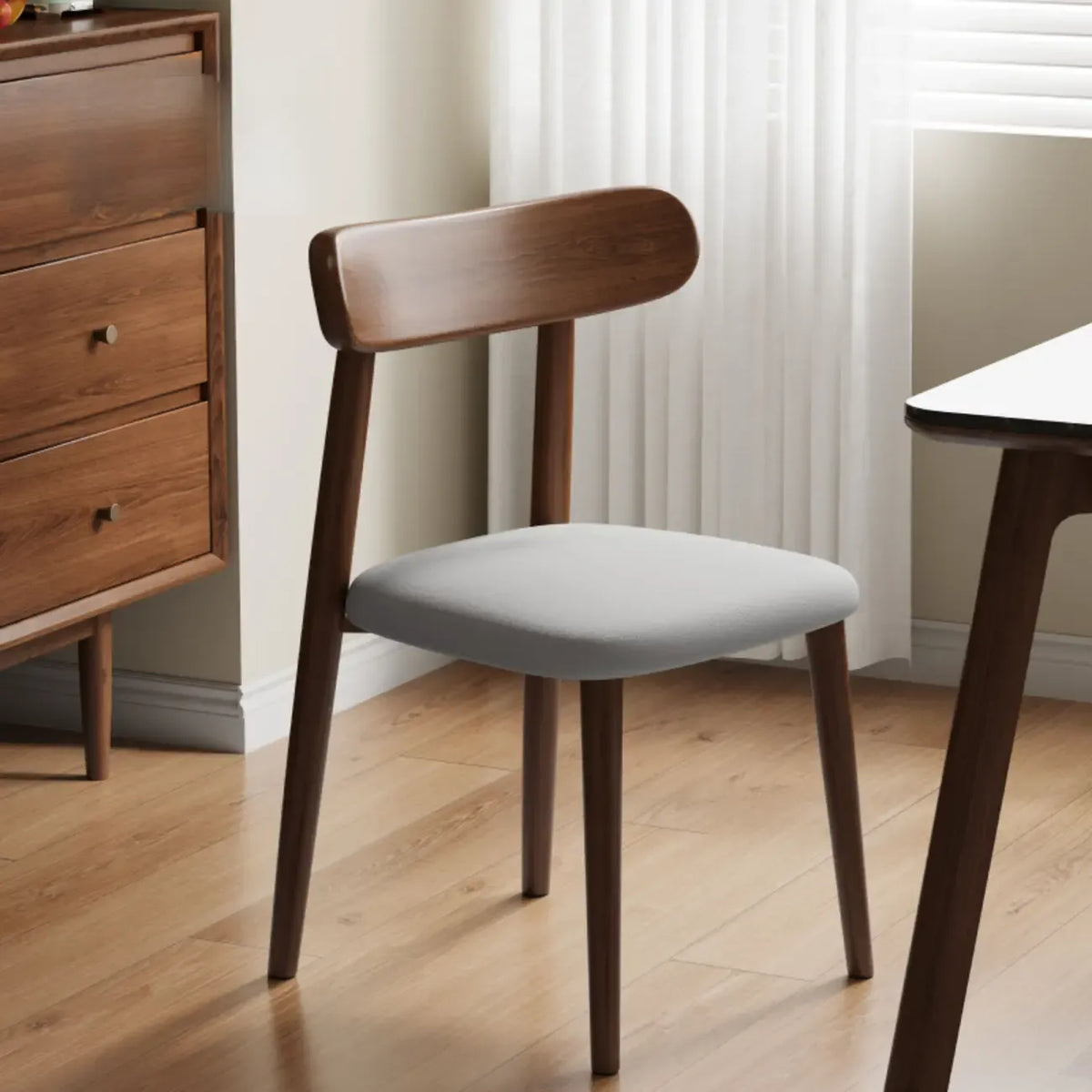 Modern Armless Leather Dining Chair with Low Back