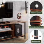 Rustic Industrial TV Stand for 55-65 TVs with Storage & Cable Management