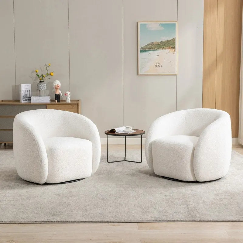 SEYNAR Modern Glam Upholstered 360 Degree Swivel Accent Armchair Set of 2