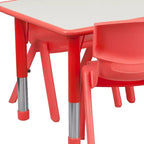 Emma and Oliver 23.625W x 47.25L Rectangular Plastic Height Adjustable Activity Table Set with 6 Chairs