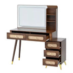 Whisen Makeup Vanity Table with Mirror, Lights, 5 Drawers and Storage Shelf