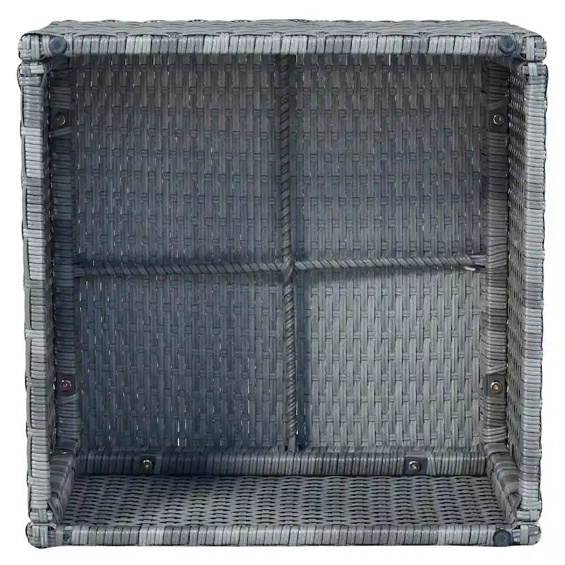 Outdoor Gray Wicker Daybed with Cushions and Retractable Canopy