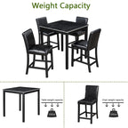 Modern 5-Piece Dining Set with Square Counter Height Table & 4 Upholstered Chairs