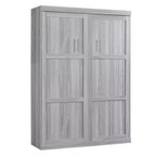 Full/Twin Size Murphy Bed Wall Bed, Wood Cabinet Bed, Gray