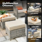 XIZZI 9-piece Outdoor Patio Furniture Conversation Set with Swivel Chair