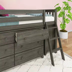 Max & Lily Twin-Size Low Loft with Pull-Out Desk and 3-Drawer Dressers