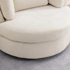 42.3W Upholstered Swivel Accent Chair with 4 Pillows and Half-Moon Storage Ottoman
