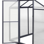 VEIKOUS Aluminum Walk-In Garden Greenhouse Kit with Adjustable Roof Vent and Lockable Door Grey