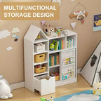 Kids Storage Organizer, Toy and Book Organizer with 8 Cubbies & Pull-Out Drawers - Ideal for Playrooms, Bedrooms