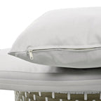 Round Outdoor Daybed Two-Tone Weave Sunbed with Retractable Canopy