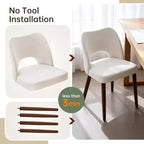 Wooden Dining Chairs 6pcs, Fabric Upholstered Dining Room Chair Hollow Back Kitchen Chairs with Adjustable Foot Pads, for Kitchen Dining Room, White