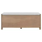 Whisen Rustic Wood Storage Bench, Entryway Shoe Bench with Removable Cushion, Adjustable Shelves
