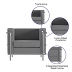 Emma and Oliver Contemporary LeatherSoft Chair with Double Bar Encasing Frame