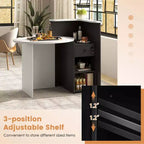 Costway Front Reception Counter Desk Checkout Office Desk with Open Shelf & Lockable Drawer White/Brown/Black