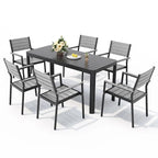 Outdoor 5/7-Piece Patio Aluminum Dining Set Stackable Chairs and Extendable Table