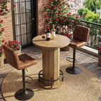 Industrial-Farmhouse Round Bistro Bar Table for Home Cafe & Office, Easy Assembly