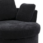 Upholstered Swivel Barrel Armchair Club Chair With Metal Base