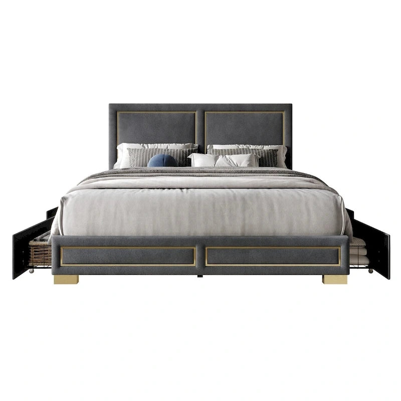 Jasper Full Upholstered Storage Platform Bed