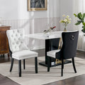 High Back Dining Chairs Set of 2, Upholstered PU Leather Kitchen Chairs Side Chair with Rear Handle Wood Legs