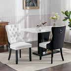 High Back Dining Chairs Set of 2, Upholstered PU Leather Kitchen Chairs Side Chair with Rear Handle Wood Legs