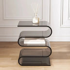 Contemporary Acrylic S-Shaped Side Table with Storage