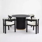 Christopher Knight Home Shankar Modern 5 Piece Round Dining Table Set with Rubberwood Upholstered Chairs