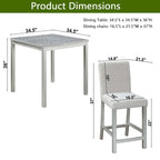 Modern 5-Piece Dining Set with Square Counter Height Table & 4 Upholstered Chairs